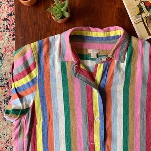 J. Crew Factory Colorful Rainbow Stripe Shirtdress